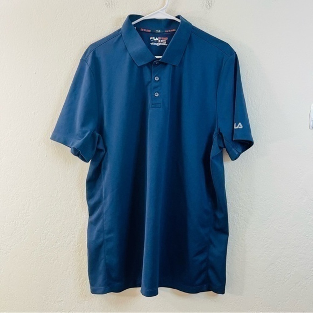 FILA Golf Athletic Fit Short Sleeve Polo Shirt Men Size XL Blue Lightweight